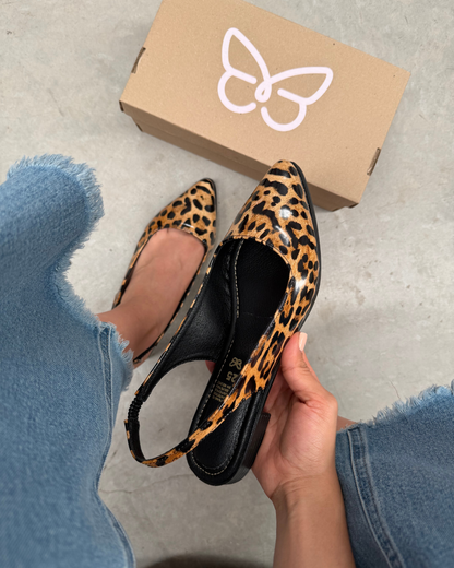 3020R Casual Sintético Charol Leopardo Café