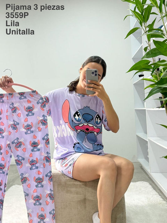 3559P Pijama 3 Piezas Morado