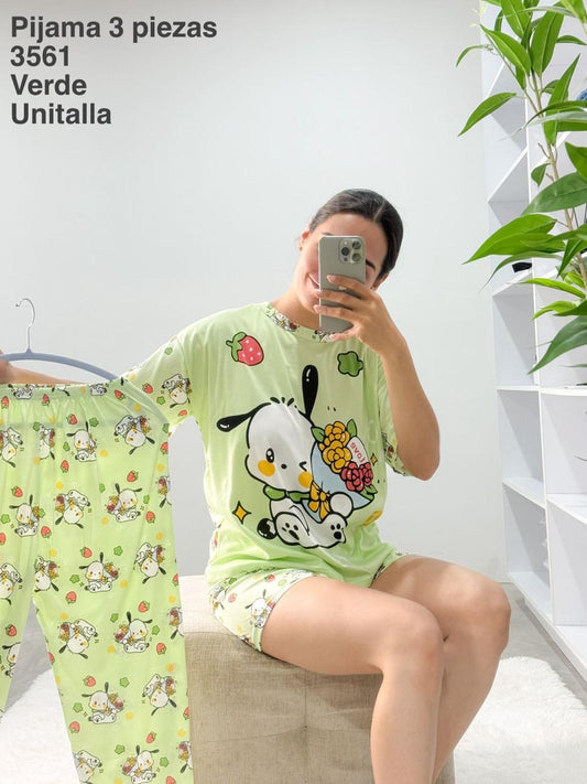 3561 Pijama 3 Piezas Verde