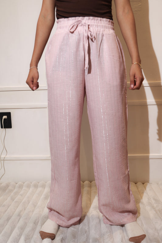 1873 pantalon con rayas rosa tela fresca