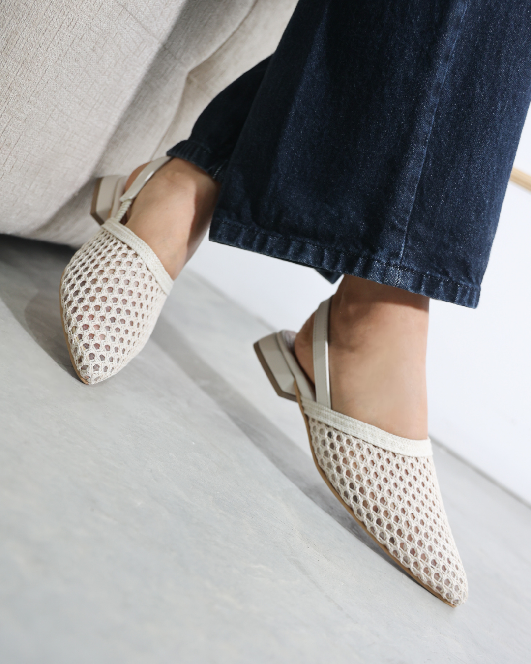 1518R Zapatilla Malla Textil Beige