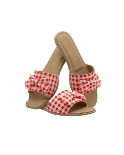 550R Sandalia Textil Lona Cuadros Rojo/Blanco