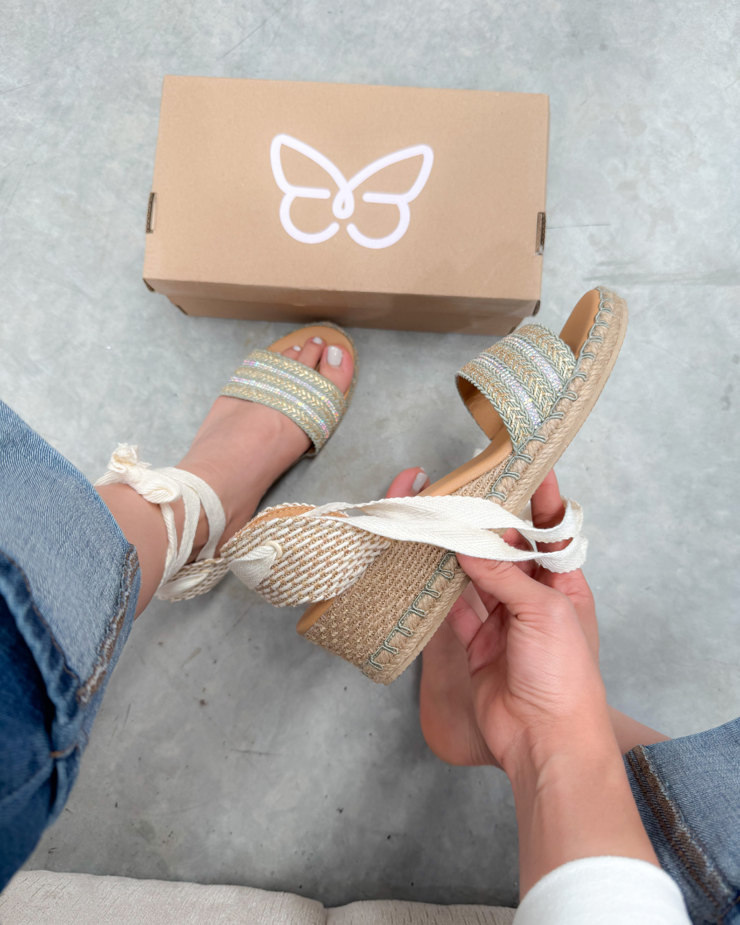 200Y Sandalia Sintético Yute Azteca Piedras Verde Jade