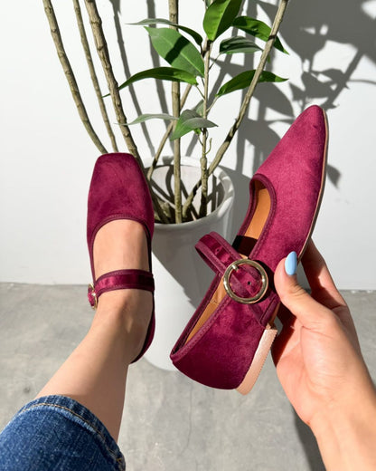 4070 Zapato Casual Sintético Terciopelo Vino