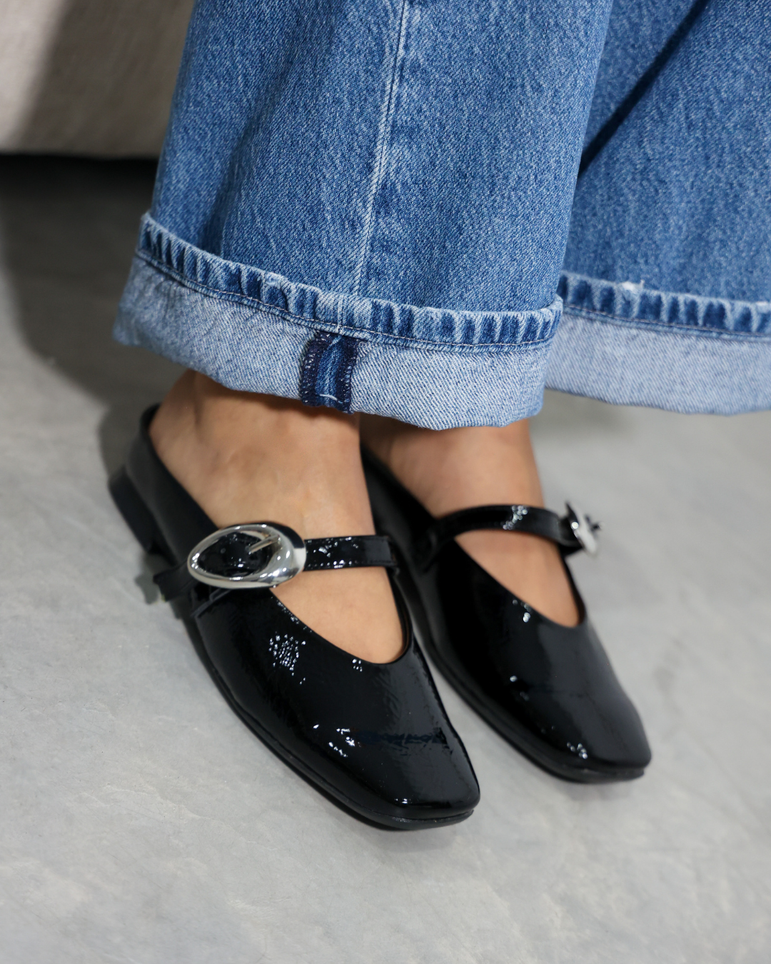 4081R Casual Sintético Charol Arrugado negro