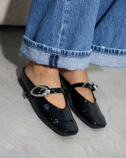 4081R Casual Sintético Charol Arrugado negro