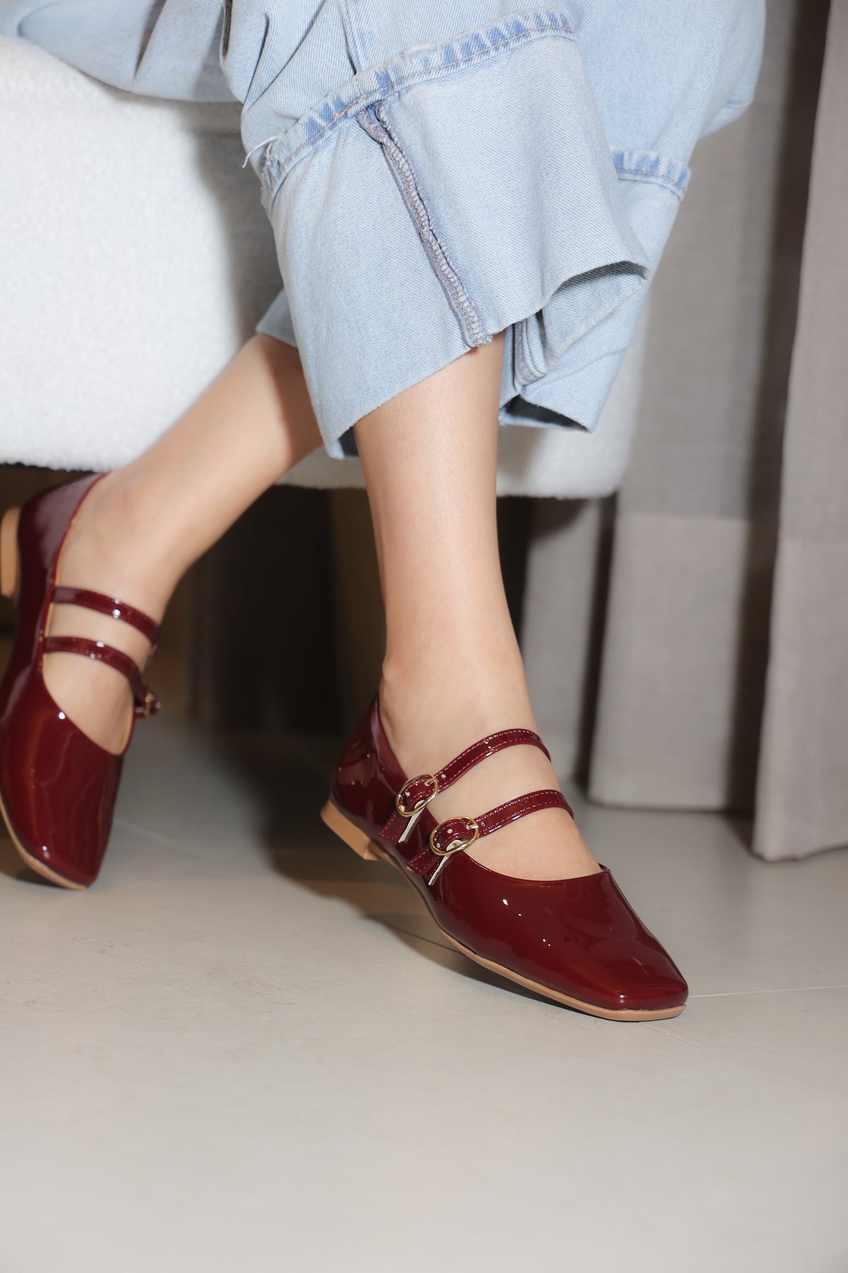 4092R Casual Sintético Charol Vino