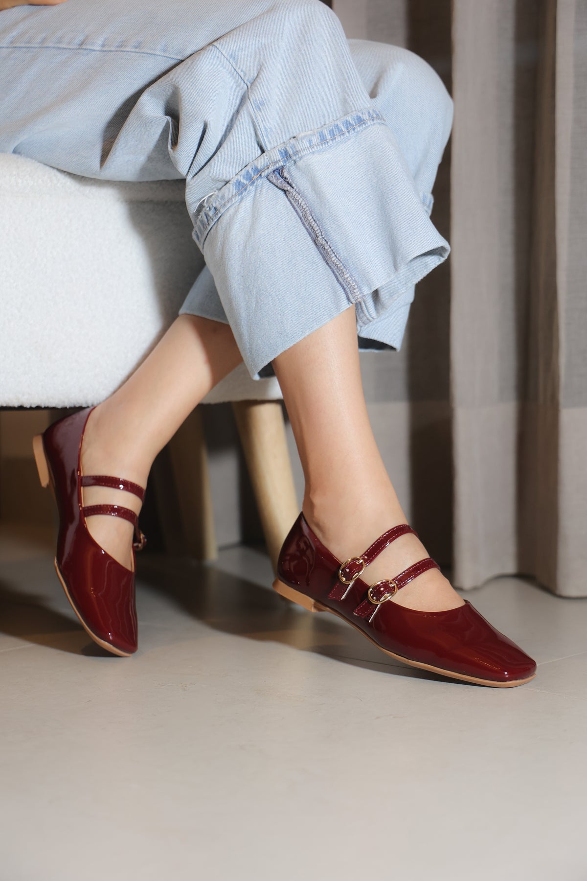 4092R Casual Sintético Charol Vino