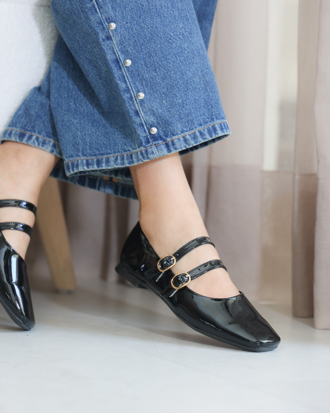 4092R Casual Sintetico Charol Negro