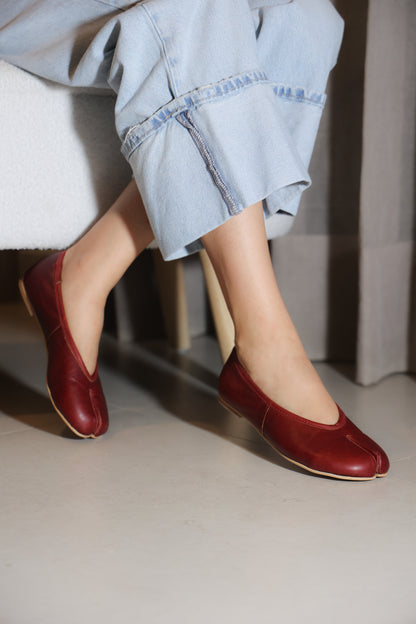 4801R Tabbi Piel Floter Vino Zapato Estilo Japones