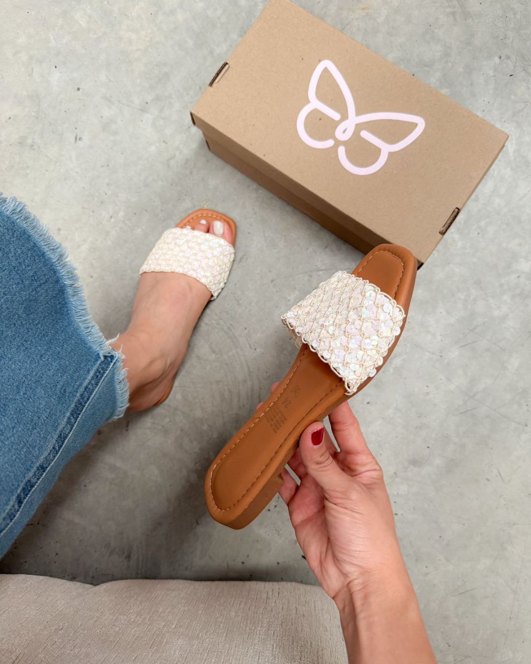 527R Sandalia Lentejuela Blanco