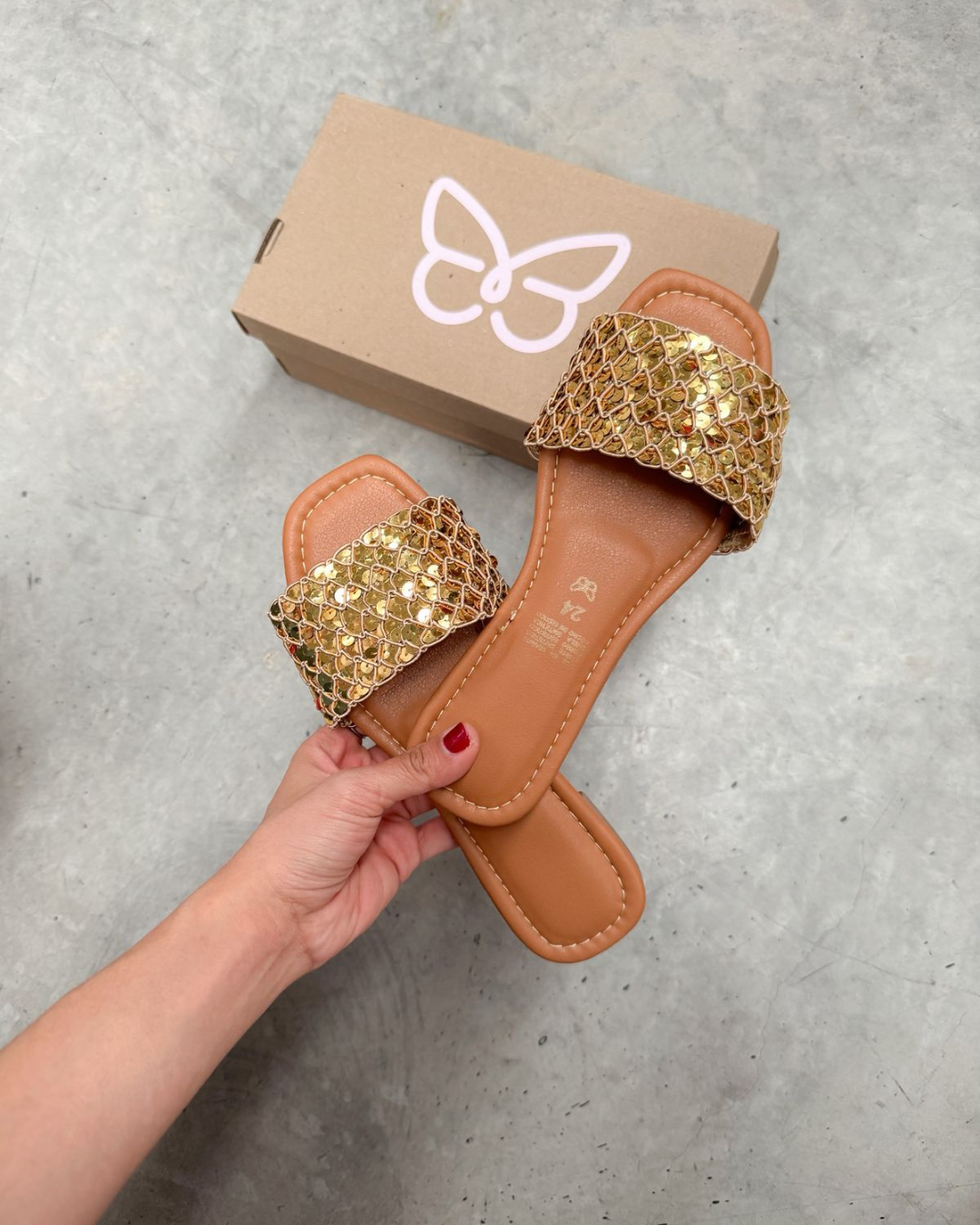 527R Sandalia Lentejuela Oro