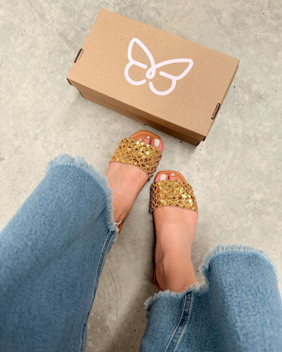 527R Sandalia Lentejuela Oro