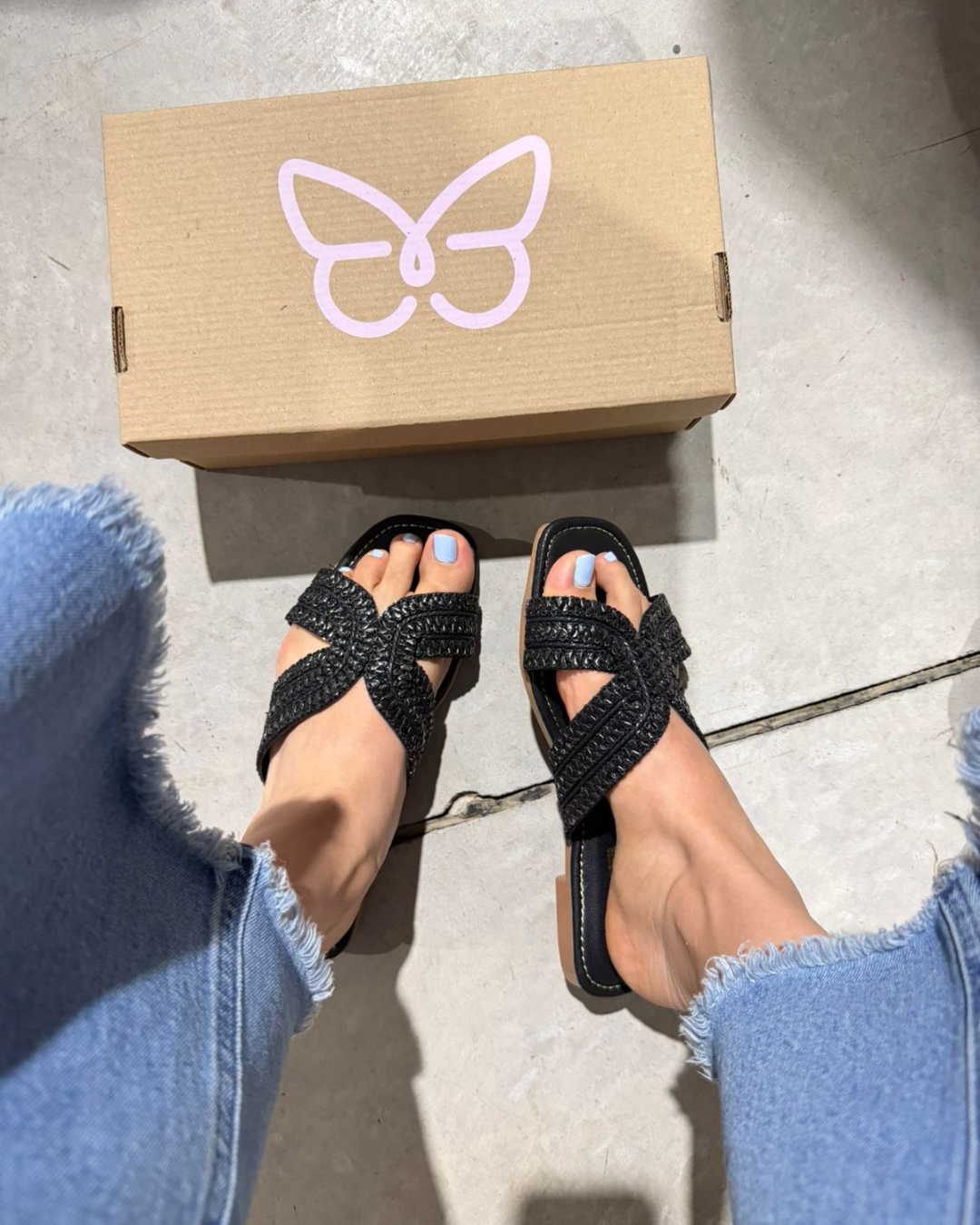 534R Sandalia Textil Tejido Negro