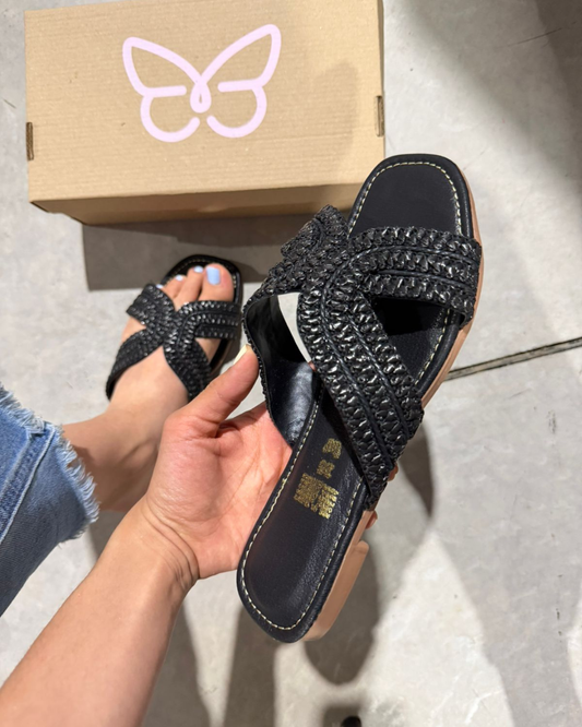 534R Sandalia Textil Tejido Negro