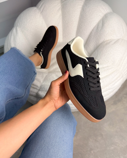 171I Tenis Casual Gamuza Negro/Textil Negro
