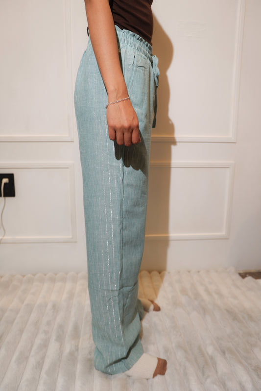 1873 pantalon con rayas azul aqua tela fresca