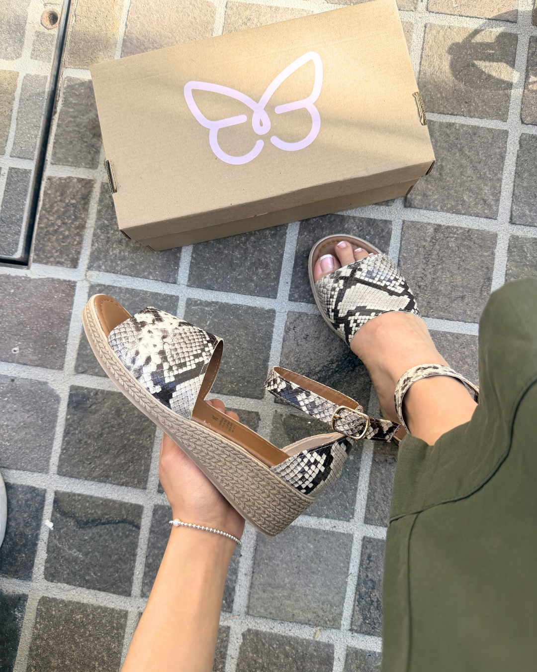 671DF Sandalia Sintético Estampado Beige