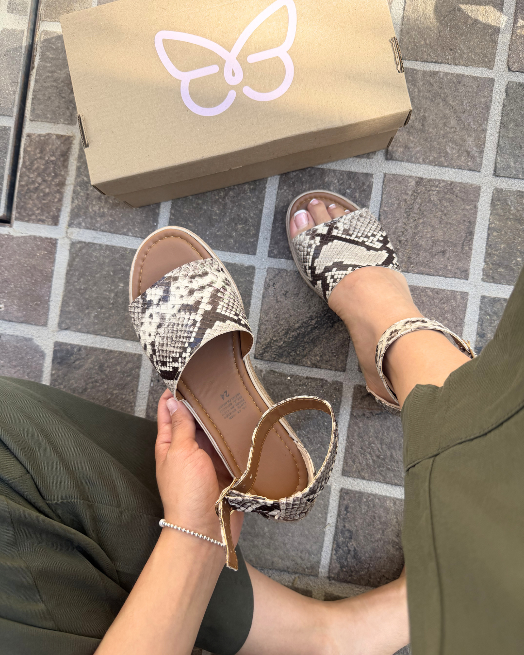 671DF Sandalia Sintético Estampado Beige