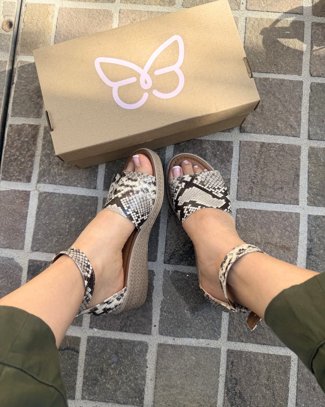 671DF Sandalia Sintético Estampado Beige