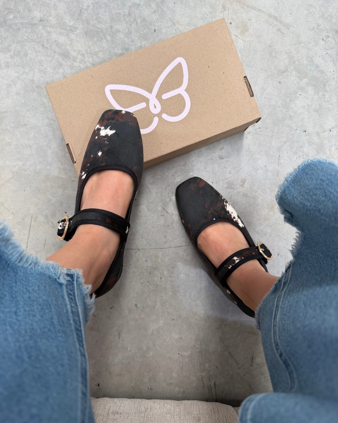 4070 Zapato Casual Terciopelo Estampado Negro / Café