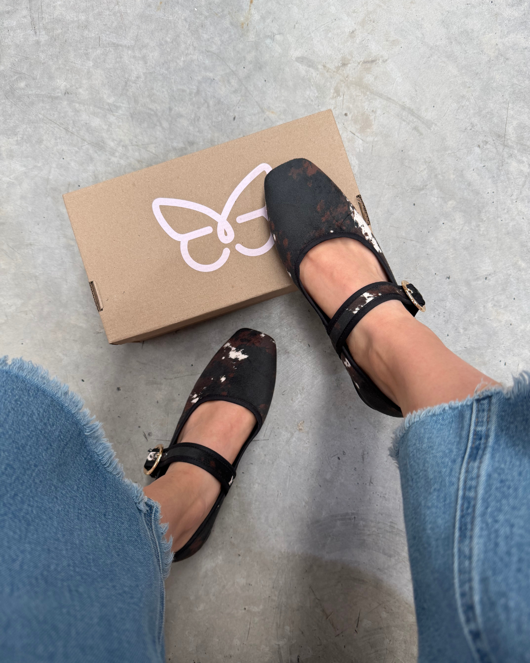 4070 Zapato Casual Terciopelo Estampado Negro / Café