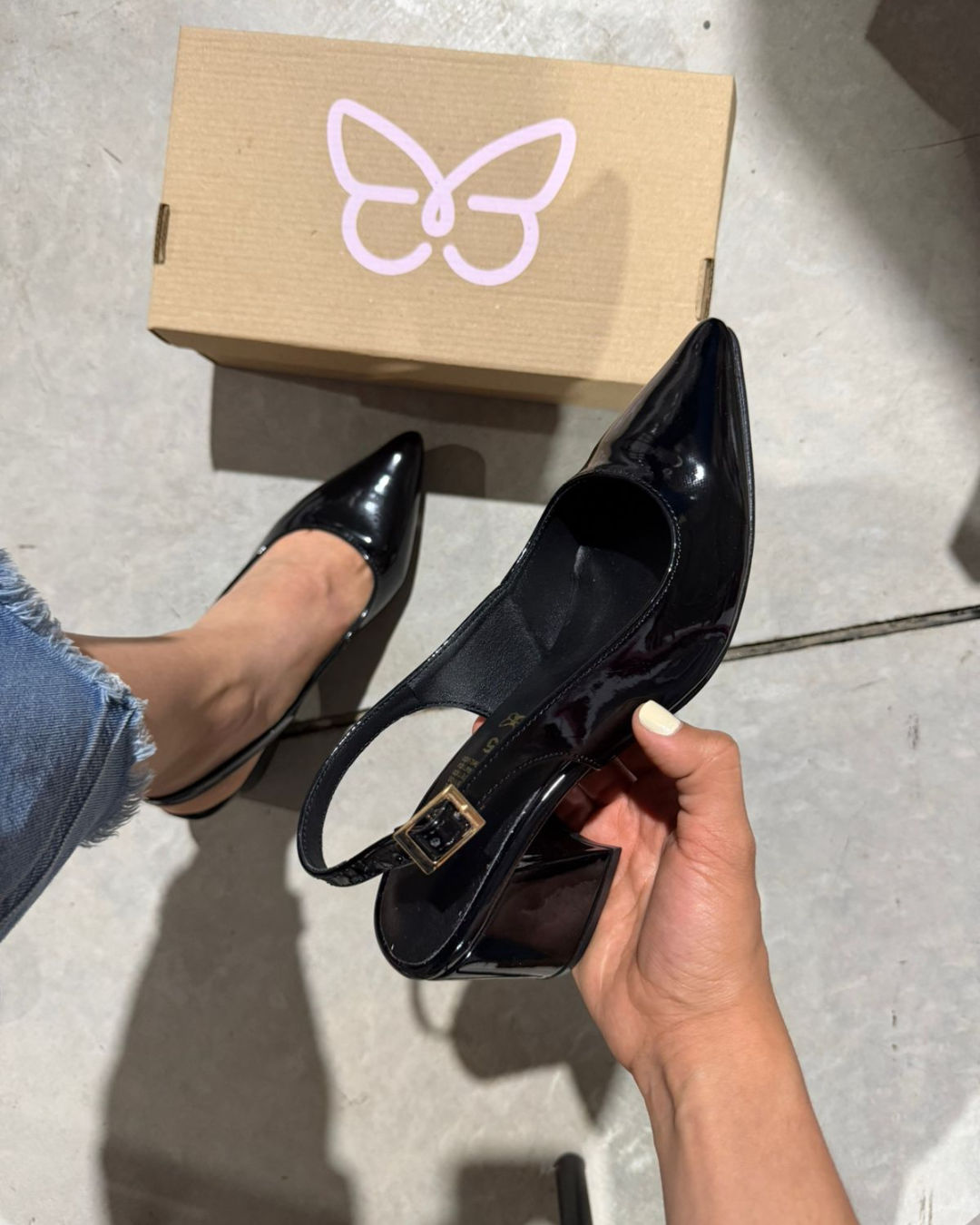 852R Zapatilla Sintético Charol Negro