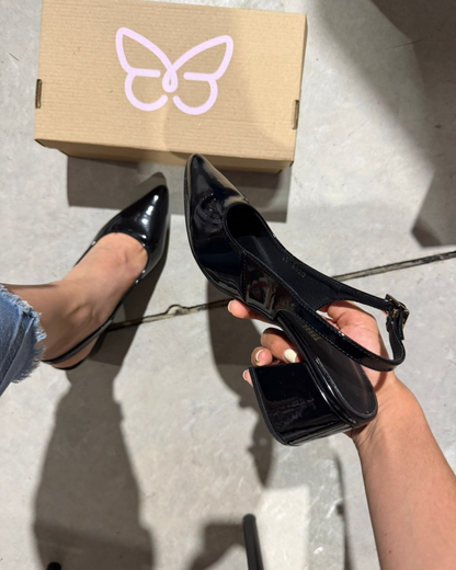 852R Zapatilla Sintético Charol Negro