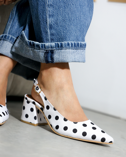 852R Lunares Vintage Polka Blanco/Negro