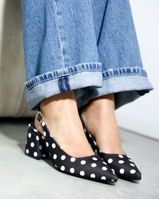 852R Lunares Vintage Polka Negro/Blanco