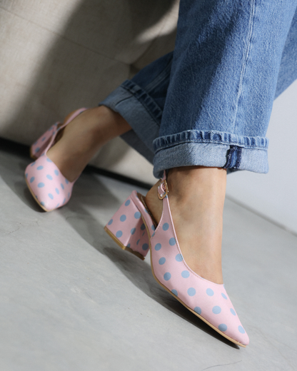 852R Zapatilla Sintético Lunares Vintage Polka Rosa/Azul