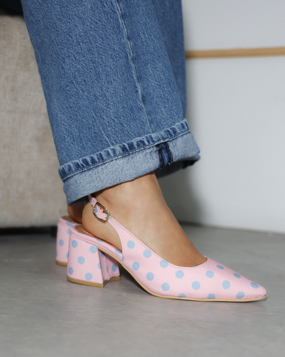852R Zapatilla Sintético Lunares Vintage Polka Rosa/Azul