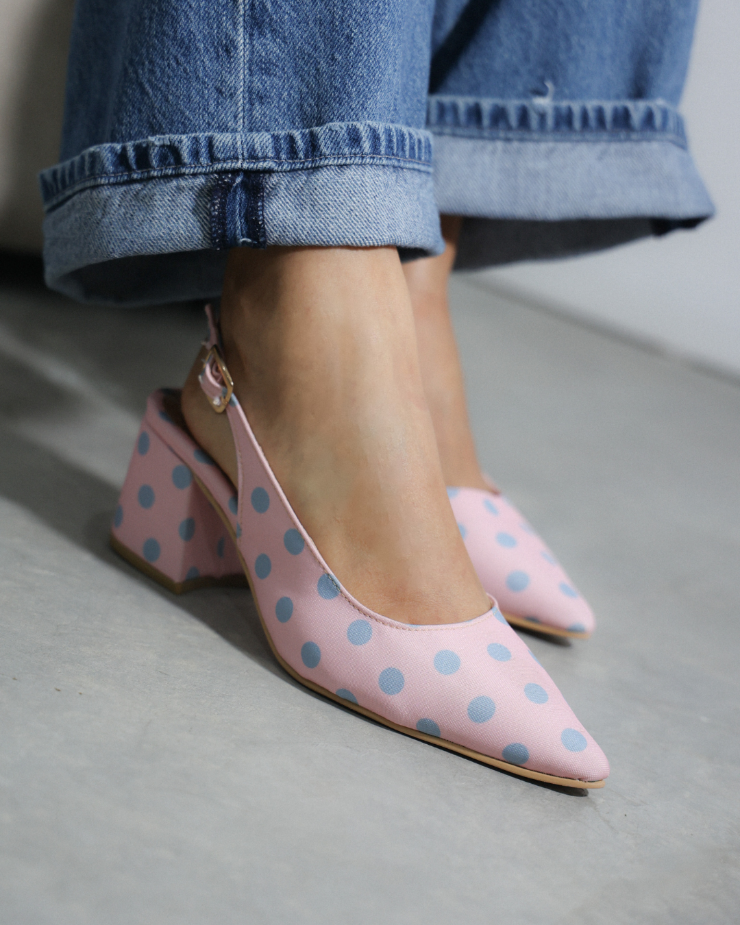 852R Zapatilla Sintético Lunares Vintage Polka Rosa/Azul
