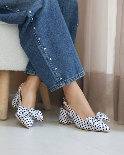 858R Zapatilla Sintético Textil Mini Lunares Blanco/Negro