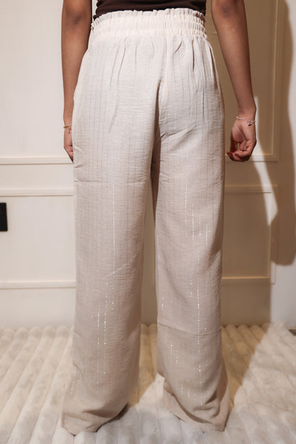 1873 pantalon con rayas beige tela fresca