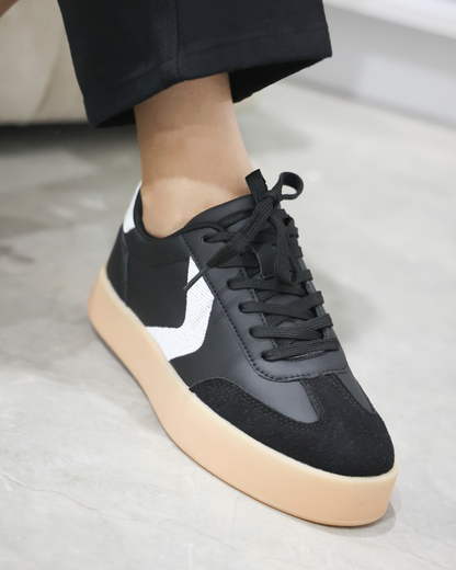 133I Tenis Casual Sintético Negro/Blanco/Gamuza Negro