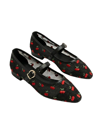 16028 Casual Sintético Encaje Mesh Cherry Negro