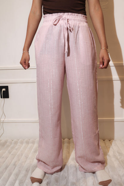 1873 pantalon con rayas rosa tela fresca
