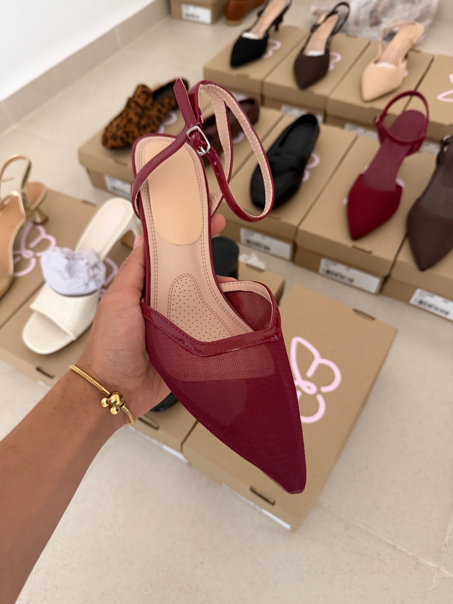 272AR Zapatilla Sintético Malla Vino