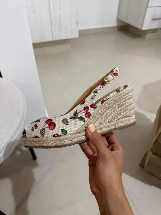 261AR Sandalia Textil Beige/Vino