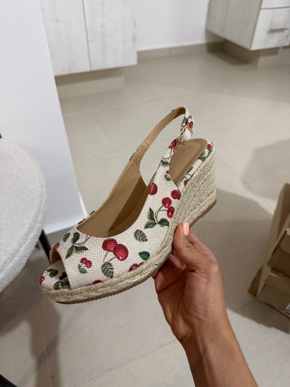 261AR Sandalia Textil Beige/Vino