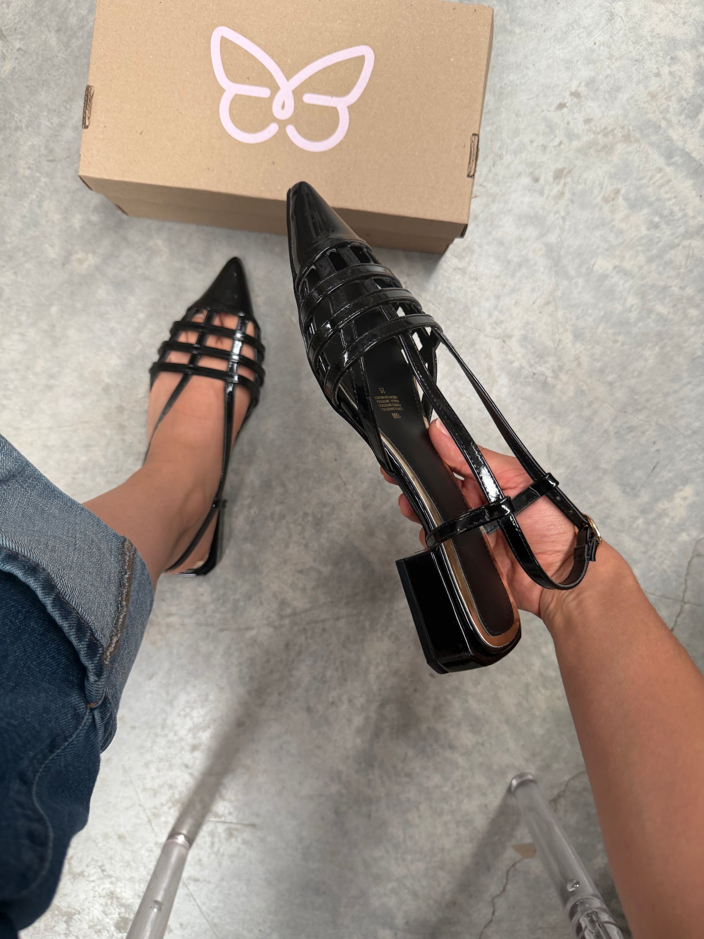 1508L Zapatilla Sintético Charol Negro