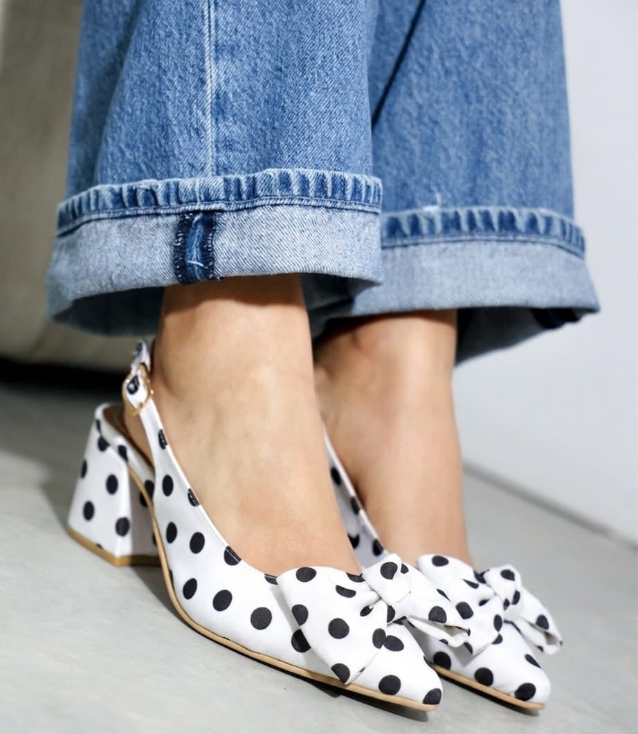 858R Zapatilla Sintético Lunares Vintage Polka Blanco/Negro