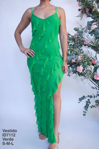 ID7112 Vestido Verde - Mayoreo Calzado AndyROPA