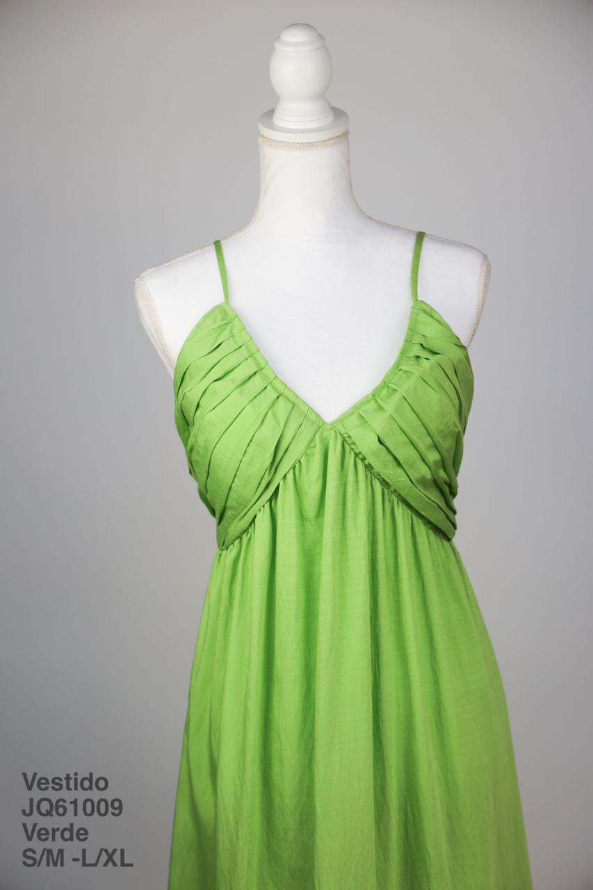 JQ61009 Vestido Verde - Mayoreo Calzado AndyROPA