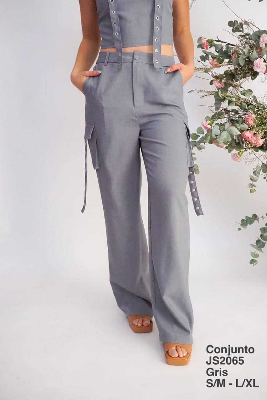 JS2065 Conjunto Gris - Mayoreo Calzado AndyROPA