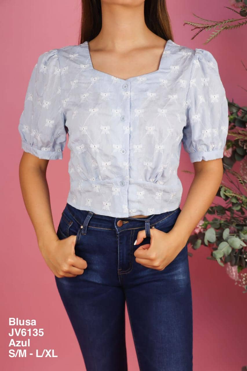 JV6135 Blusa Azul - Mayoreo Calzado AndyROPA