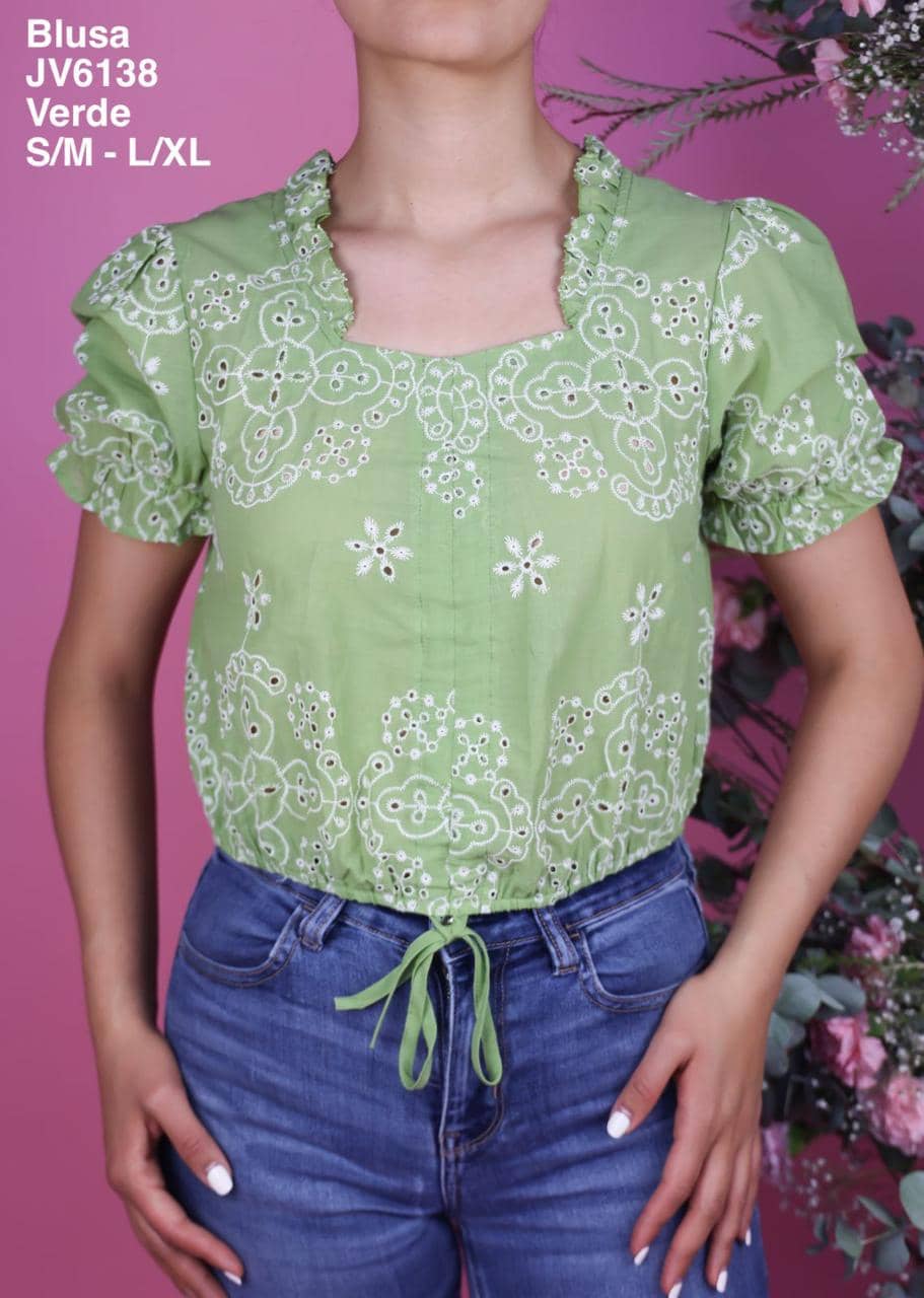 JV6138 Blusa Verde - Mayoreo Calzado AndyROPA