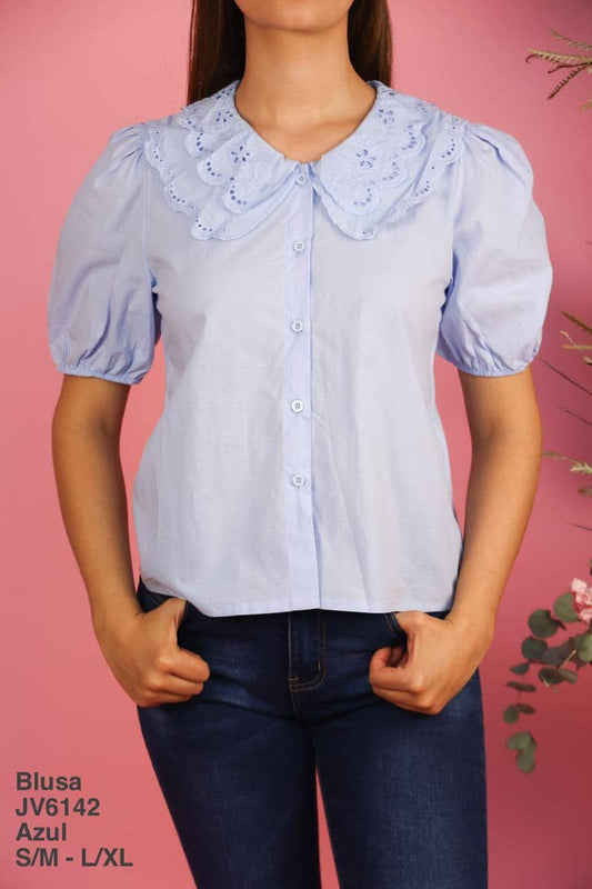 JV6142 Blusa Azul - Mayoreo Calzado AndyROPA