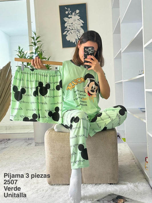 2507 Pijama Set 3 Piezas Verde Unitalla - Mayoreo Calzado AndyPIJAMA